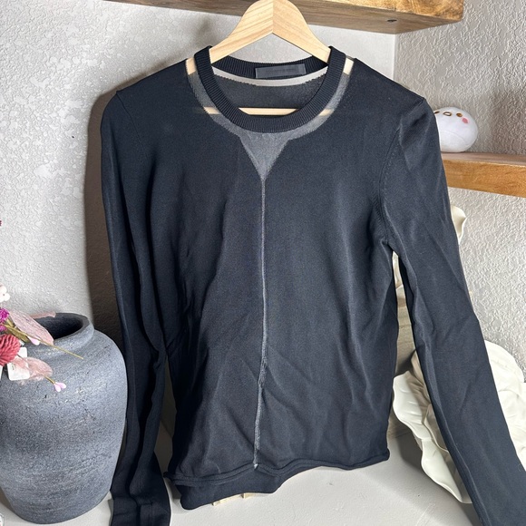 Alexander Wang Black Illusion Spine Pullover Sweater • Sz M - Picture 1 of 5